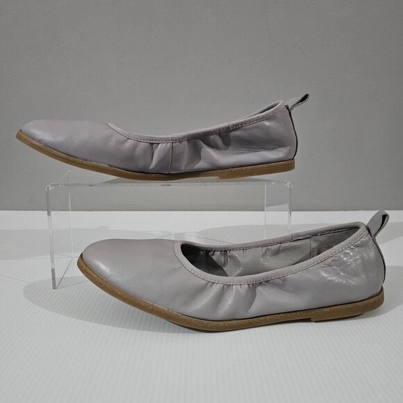 NEW Eileen Fisher Notion Ballet Flat Womens 8 Cloud Gray Nappa Leather Slip On - Picture 2 of 12